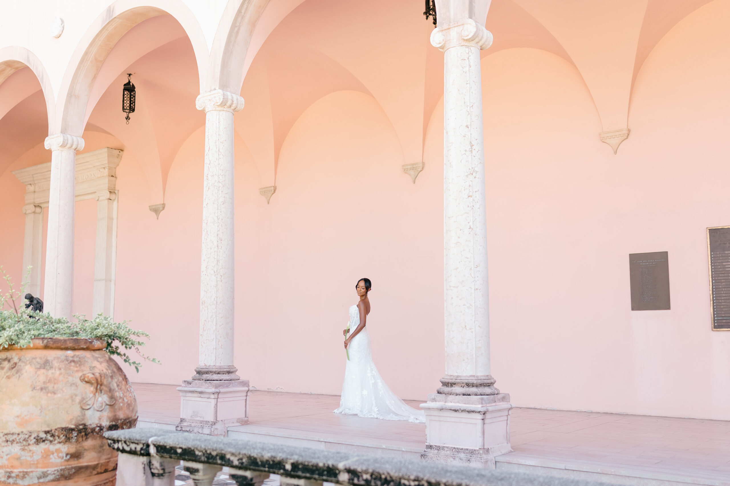 Bridal portraits at the Ringling Museum in Sarasota, Florida.