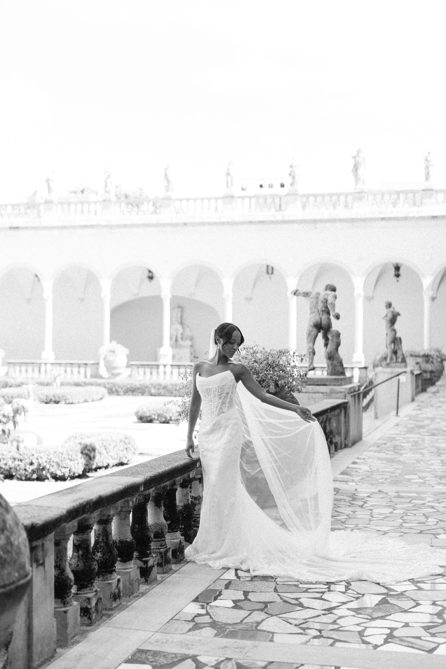 Bridal portraits at the Ringling Museum in Sarasota, Florida.